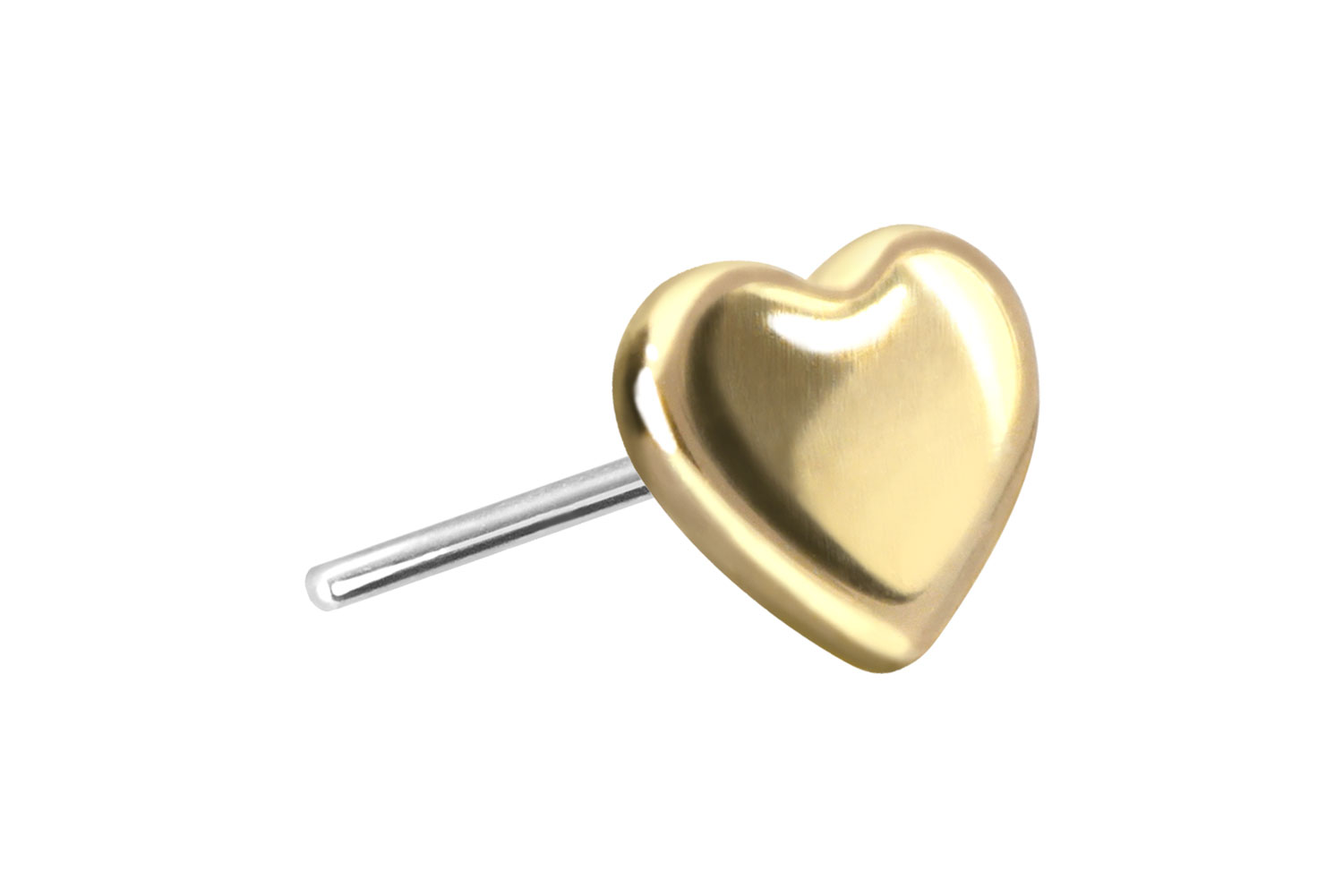 14 Karat Gold Aufsatz mit Titan Push Pin HERZ von Piercingline